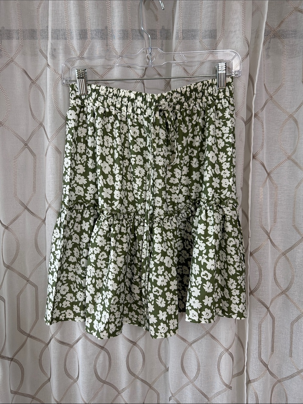 Target Olive Green and White Floral Maxi Skirt